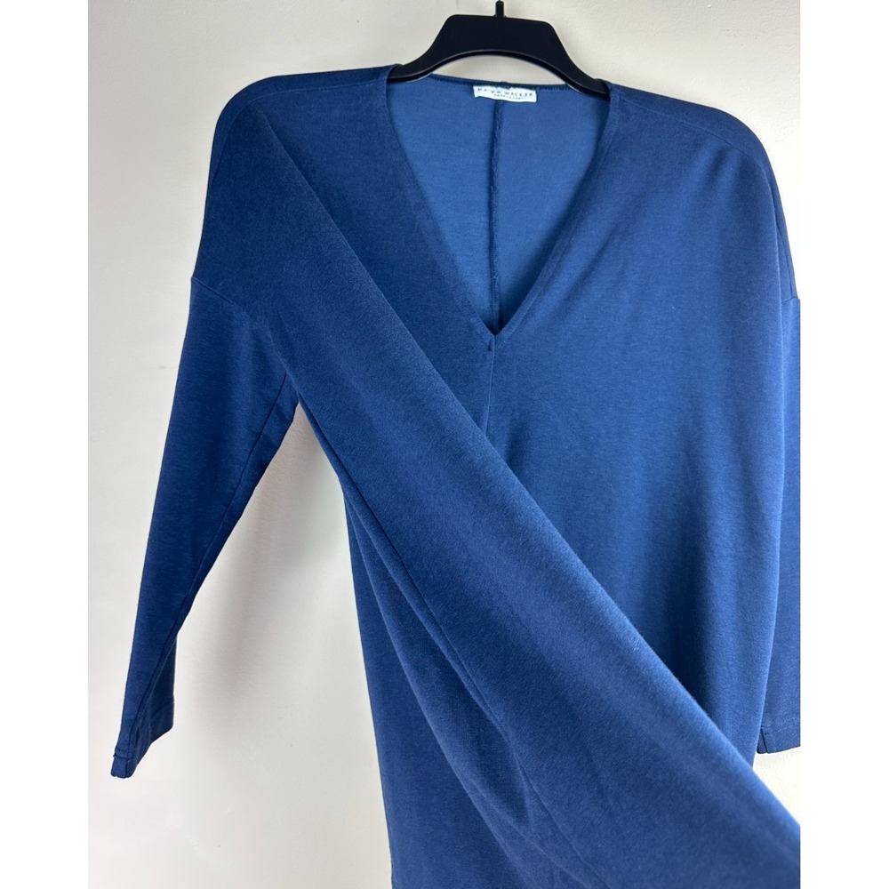Bryn Walker Blue Bamboo Organic Cotton V-Neck Boxy Tunic Top Small Oversized - Picture 4 of 13